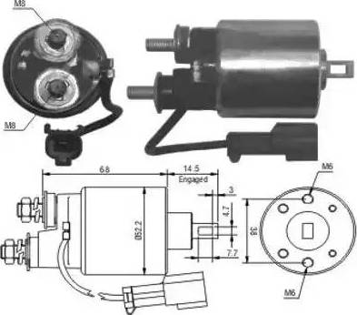 Hoffer 6646175 - Тяговое реле, соленоид, стартер autosila-amz.com