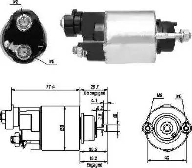 Hoffer 6646173 - Тяговое реле, соленоид, стартер autosila-amz.com