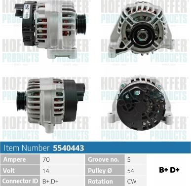 Hoffer H5540443 - Генератор autosila-amz.com