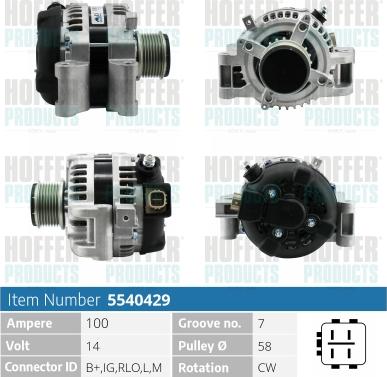 Hoffer H5540429 - Генератор autosila-amz.com