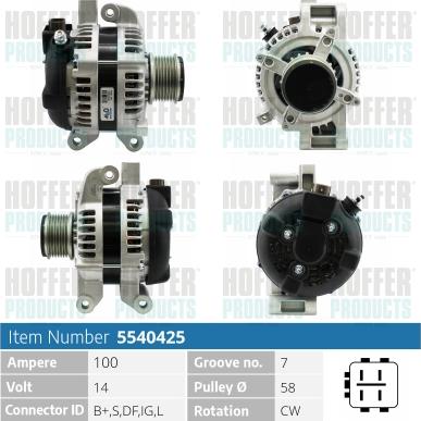 Hoffer H5540425 - Генератор autosila-amz.com