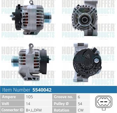 Hoffer H5540042 - Генератор autosila-amz.com