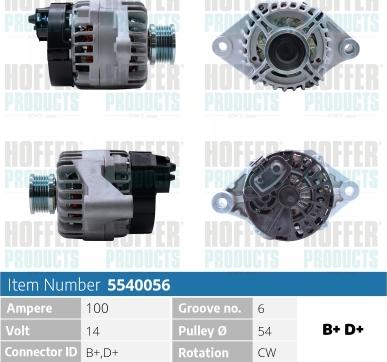 Hoffer H5540056 - Генератор autosila-amz.com