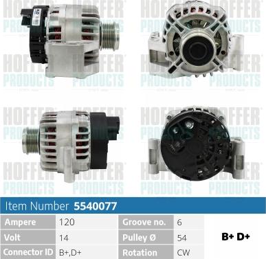 Hoffer H5540077 - Генератор autosila-amz.com