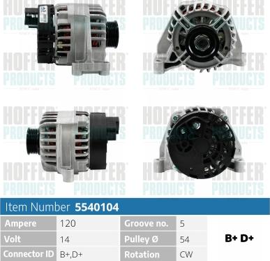 Hoffer H5540104 - Генератор autosila-amz.com