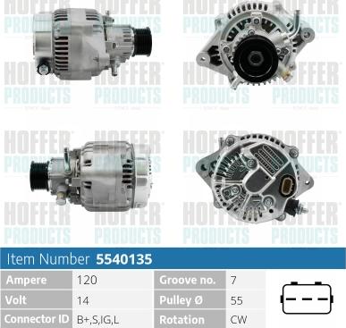 Hoffer H5540135 - Генератор autosila-amz.com