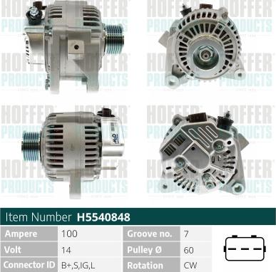 Hoffer H5540848 - Генератор autosila-amz.com