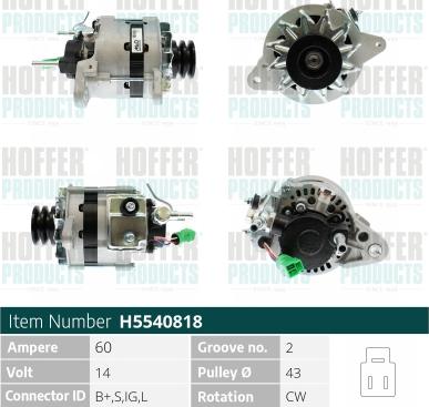 Hoffer H5540818 - Генератор autosila-amz.com