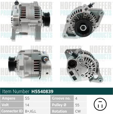 Hoffer H5540839 - Генератор autosila-amz.com