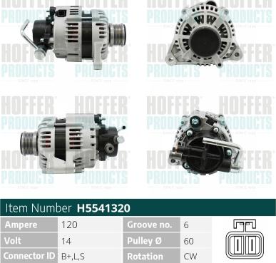 Hoffer H5541320G - Генератор autosila-amz.com