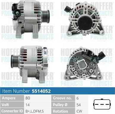 Hoffer H5514052 - Генератор autosila-amz.com