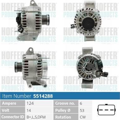 Hoffer H5514288 - Генератор autosila-amz.com