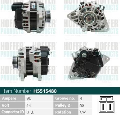 Hoffer H5515480 - Генератор autosila-amz.com