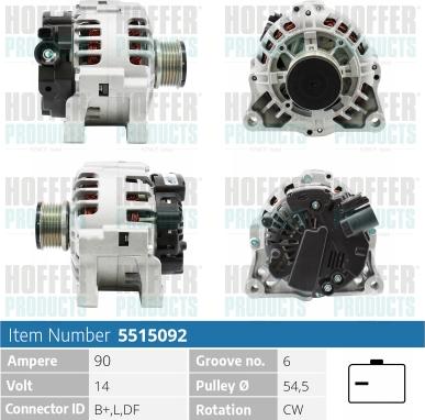 Hoffer H5515092 - Генератор autosila-amz.com