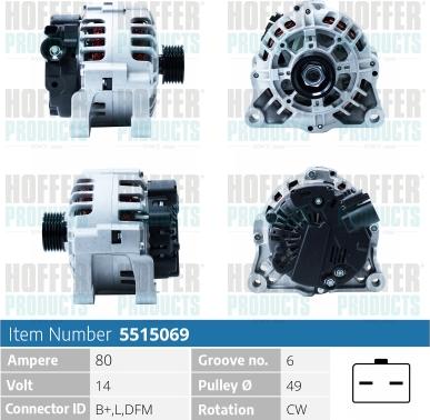 Hoffer H5515069 - Генератор autosila-amz.com