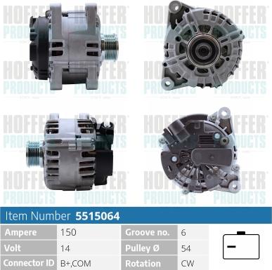 Hoffer H5515064 - Генератор autosila-amz.com