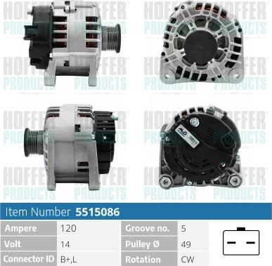 Hoffer H5515086 - Генератор autosila-amz.com