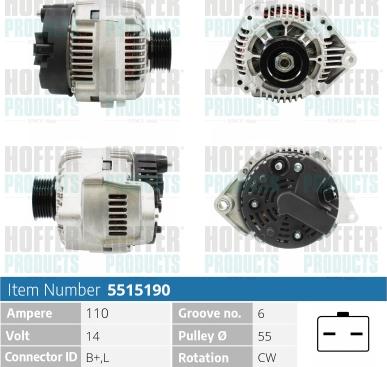 Hoffer H5515190 - Генератор autosila-amz.com