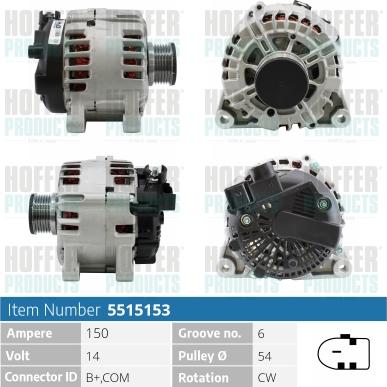 Hoffer H5515153P - Генератор autosila-amz.com