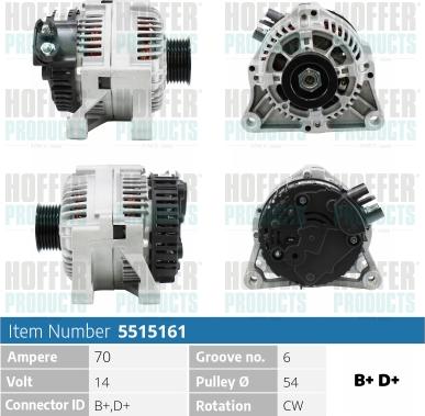 Hoffer H5515161 - Генератор autosila-amz.com