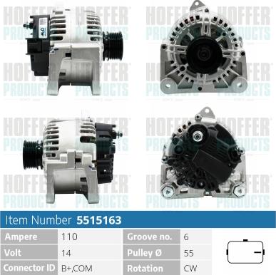 Hoffer H5515163 - Генератор autosila-amz.com