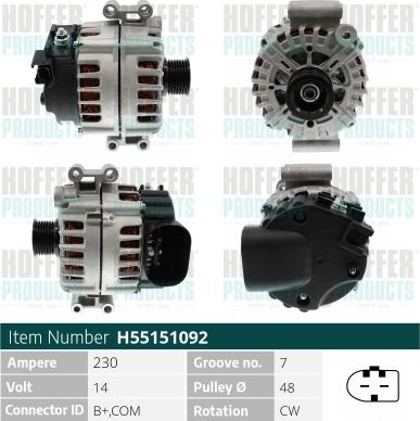 Hoffer H55151092 - Генератор autosila-amz.com