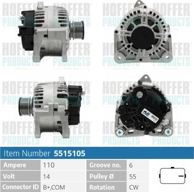 Hoffer H5515105 - Генератор autosila-amz.com