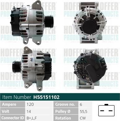 Hoffer H55151102 - Генератор autosila-amz.com