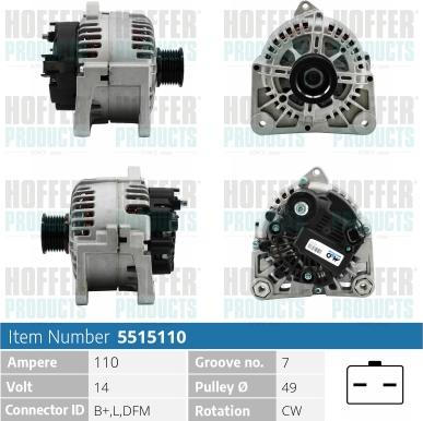 Hoffer H5515110 - Генератор autosila-amz.com