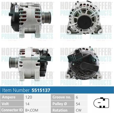 Hoffer H5515137 - Генератор autosila-amz.com