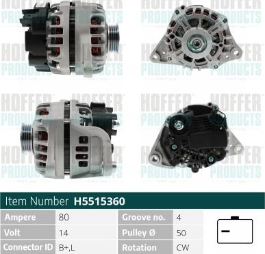 Hoffer H5515360 - Генератор autosila-amz.com