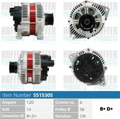 Hoffer H5515305 - Генератор autosila-amz.com