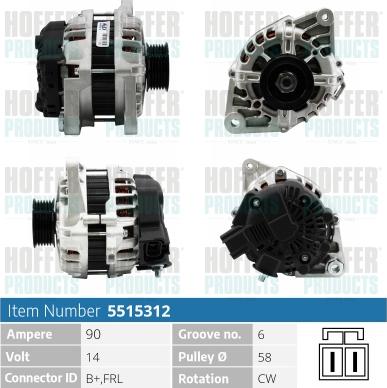 Hoffer H5515312 - Генератор autosila-amz.com