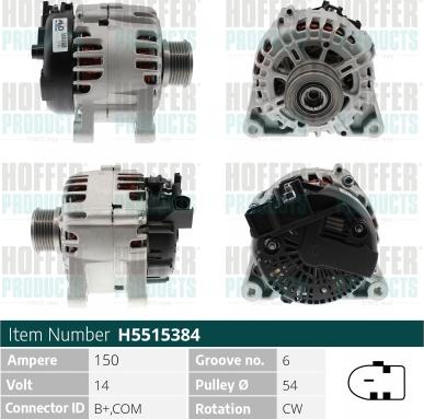 Hoffer H5515384 - Генератор autosila-amz.com