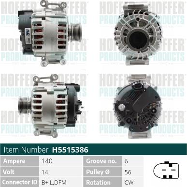 Hoffer H5515386 - Генератор autosila-amz.com