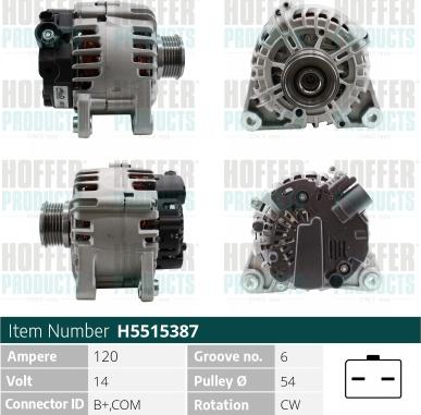 Hoffer H5515387 - Генератор autosila-amz.com