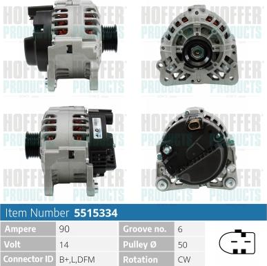 Hoffer H5515334 - Генератор autosila-amz.com