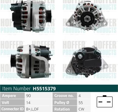 Hoffer H5515379 - Генератор autosila-amz.com