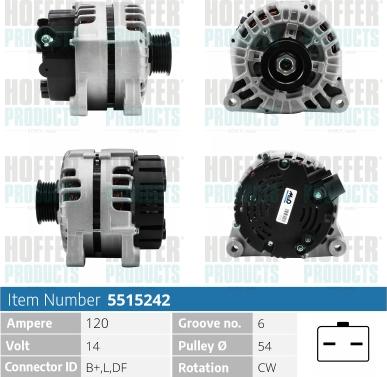 Hoffer H5515242 - Генератор autosila-amz.com