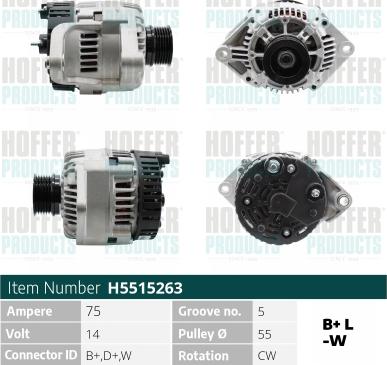 Hoffer H5515263 - Генератор autosila-amz.com