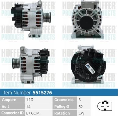 Hoffer H5515276P - Генератор autosila-amz.com