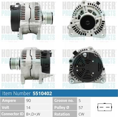 Hoffer H5510402 - Генератор autosila-amz.com