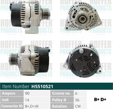 Hoffer H5510521 - Генератор autosila-amz.com