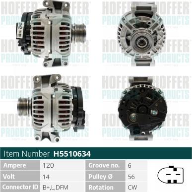 Hoffer H5510634 - Генератор autosila-amz.com