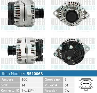 Hoffer H5510068 - Генератор autosila-amz.com