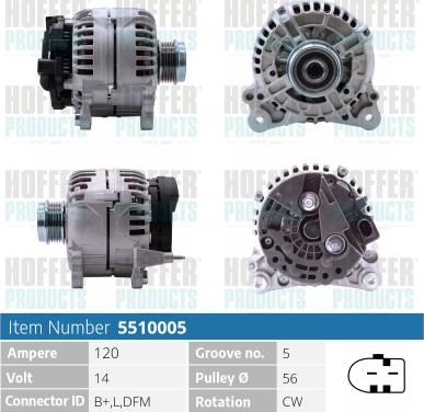 Hoffer H5510005 - Генератор autosila-amz.com