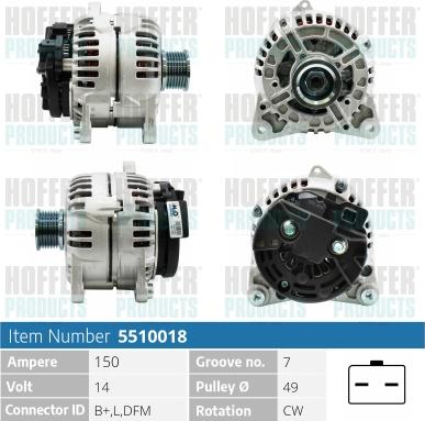 Hoffer H5510018 - Генератор autosila-amz.com