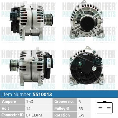 Hoffer H5510013 - Генератор autosila-amz.com