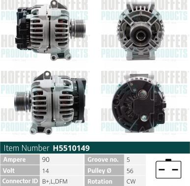 Hoffer H5510149 - Генератор autosila-amz.com