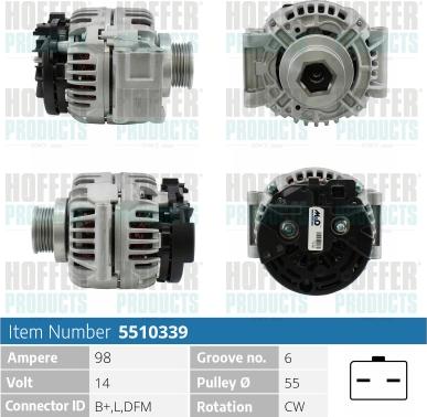 Hoffer H5510339 - Генератор autosila-amz.com